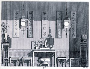 室内，钱伯斯，威廉爵士（1723-96）来自中国建筑设计，1759年，黑白雕刻